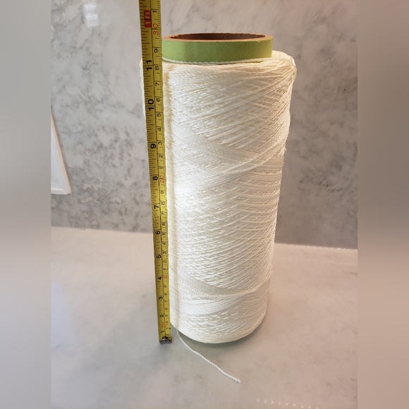 Huge Spool of White Nylon Yarn and 3 Square Cloth Designs - Picture 4 of 14